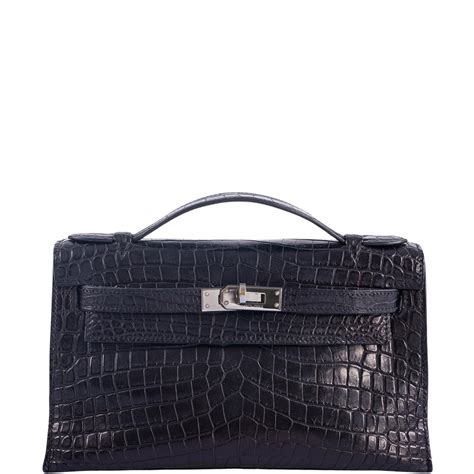 hermes crocodile kelly pochette|hermes kelly pochette black.